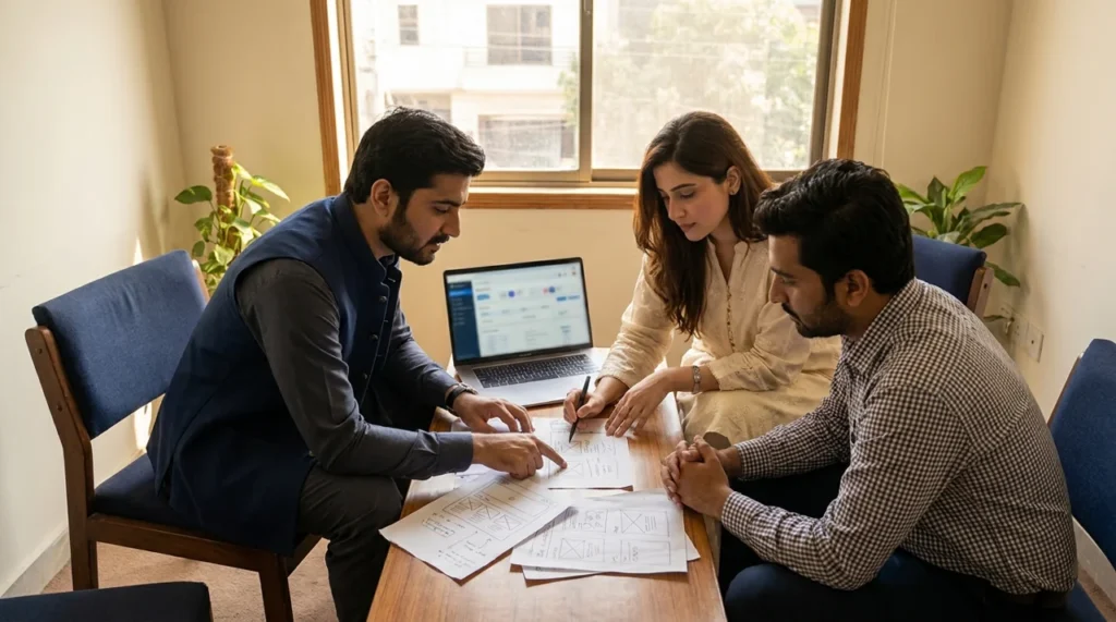Pakistani team defining custom software development requirements