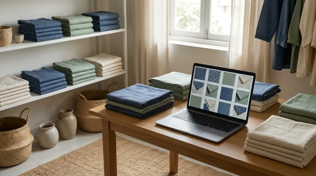 Textile merchandising workspace for ecommerce SEO in Pakistan