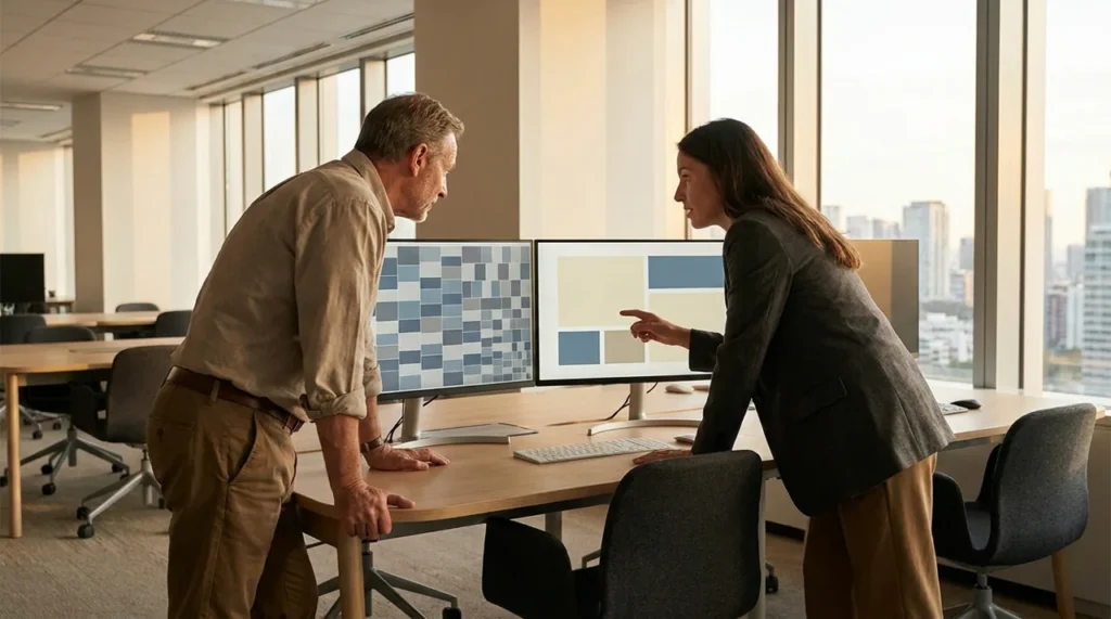 US engineer and operations manager planning legacy software modernization