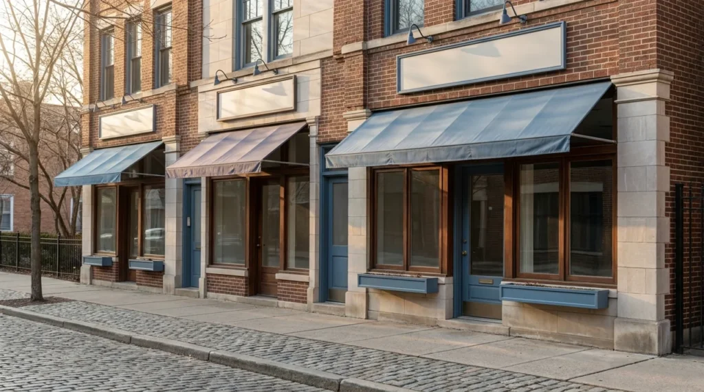 Neighborhood storefronts illustrating local SEO for multiple locations
