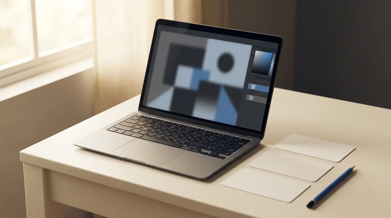 Laptop and interface cards used to scope SaaS MVP development