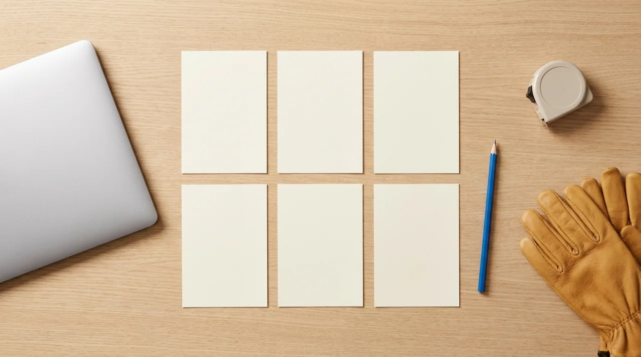 Blank page-planning cards and service tools for SEO for service businesses architecture