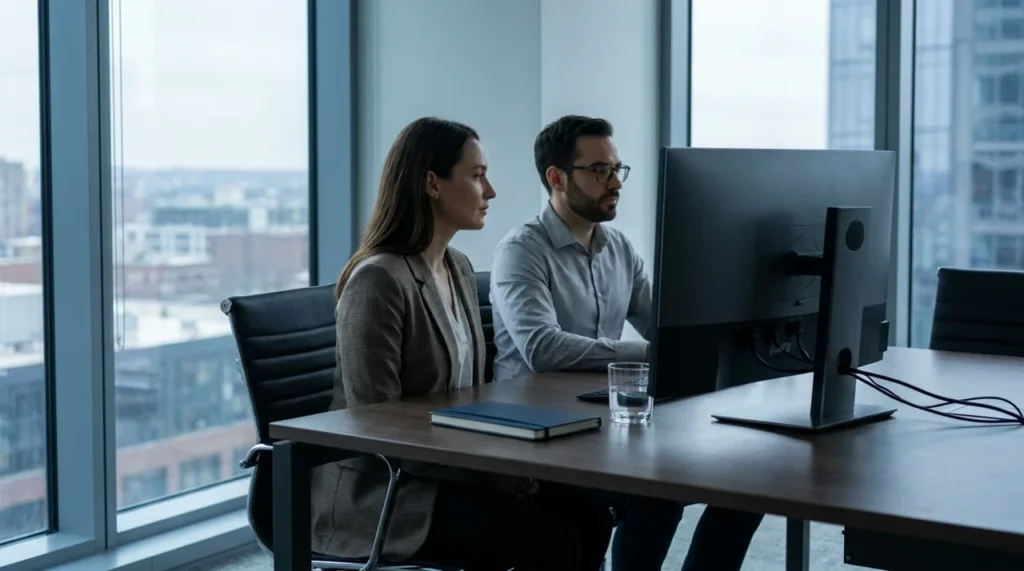 US business team reviewing evidence for a technical SEO audit